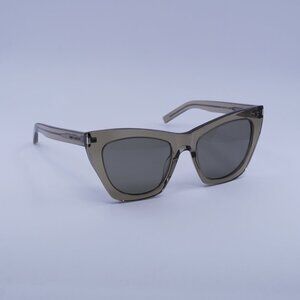 Saint Laurent SL214 KATE 025 Sunglasses Brown Cat Eye Frame, Grey Lenses